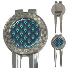 Blue,teal,peacock Pattern,art Deco 3-in-1 Golf Divots by NouveauDesign