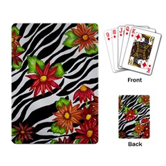 Floral Zebra Print Playing Card by dawnsiegler