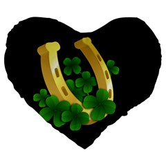  St  Patricks Day  Large 19  Premium Heart Shape Cushions by Valentinaart
