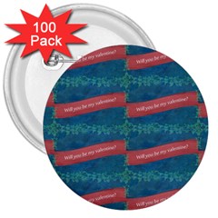 Valentine Day Pattern 3  Buttons (100 Pack)  by dflcprints