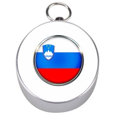 Slovenia Flag Mountains Country Silver Compasses by Nexatart