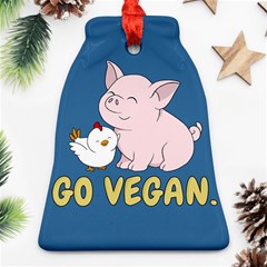 Go Vegan - Cute Pig And Chicken Bell Ornament (two Sides) by Valentinaart