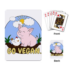 Go Vegan - Cute Pig And Chicken Playing Card by Valentinaart