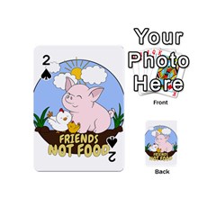 Friends Not Food - Cute Pig And Chicken Playing Cards 54 (mini)  by Valentinaart