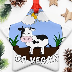 Friends Not Food - Cute Cow Star Ornament (two Sides) by Valentinaart