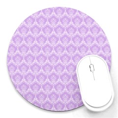 Damask Lilac Round Mousepads by snowwhitegirl