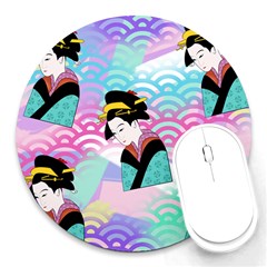 Japanese Abstract Round Mousepads by snowwhitegirl