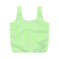 Green Chevron Full Print Recycle Bags (m)  by snowwhitegirl