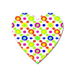 Multicolored Circles Motif Pattern Heart Magnet by dflcprints