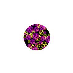 Neon Yellow And Hot Pink Circles 1  Mini Buttons by PodArtist