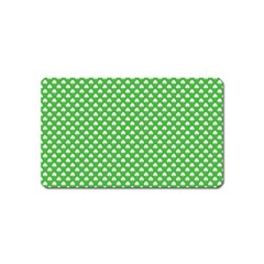 White Heart-shaped Clover On Green St  Patrick s Day Magnet (name Card) by PodArtist
