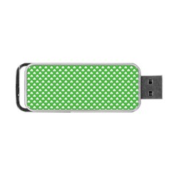 White Heart-shaped Clover On Green St  Patrick s Day Portable Usb Flash (one Side) by PodArtist
