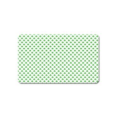 Green Heart-shaped Clover On White St  Patrick s Day Magnet (name Card) by PodArtist
