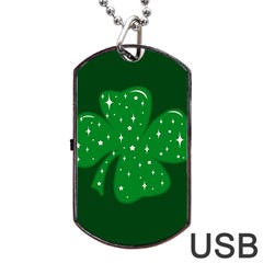 Sparkly Clover Dog Tag Usb Flash (one Side) by Valentinaart