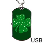 Sparkly Clover Dog Tag USB Flash (Two Sides) Back