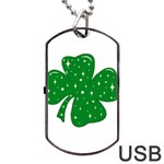 Sparkly Clover Dog Tag USB Flash (One Side) Front