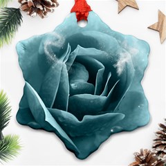 Beautiful Blue Roses With Water Drops Snowflake Ornament (two Sides) by FantasyWorld7