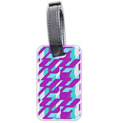 Fabric Textile Texture Purple Aqua Luggage Tags (two Sides) by Nexatart