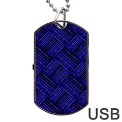 Cobalt Blue Weave Texture Dog Tag Usb Flash (two Sides) by Nexatart