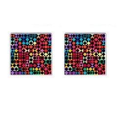Colorful Rhombus And Triangles                                Cufflinks (square) by LalyLauraFLM