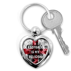 Football Is My Religion Key Chains (heart)  by Valentinaart