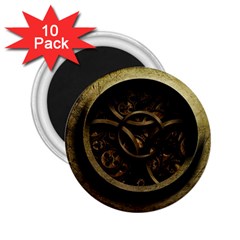 Abstract Steampunk Textures Golden 2 25  Magnets (10 Pack)  by Sapixe