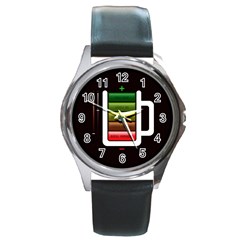 Black Energy Battery Life Round Metal Watch by Sapixe