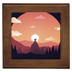 Design Art Hill Hut Landscape Framed Tiles by Nexatart