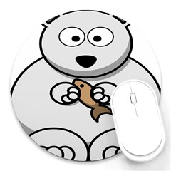 Bear Polar Bear Arctic Fish Mammal Round Mousepads by Nexatart