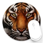 The Tiger Face Round Mousepads Front