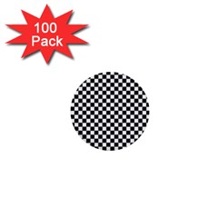 Checker Black And White 1  Mini Buttons (100 Pack)  by jumpercat