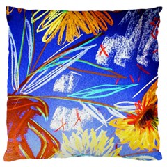 Ceramic Jur And Sunlowers Large Flano Cushion Case (two Sides) by bestdesignintheworld
