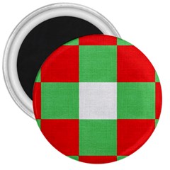 Fabric Christmas Colors Bright 3  Magnets by Sapixe