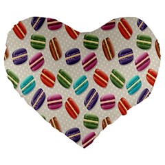 Macaron Macaroon Stylized Macaron Large 19  Premium Flano Heart Shape Cushions by Sapixe
