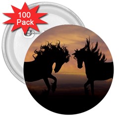 Horses Sunset Photoshop Graphics 3  Buttons (100 Pack)  by Sapixe