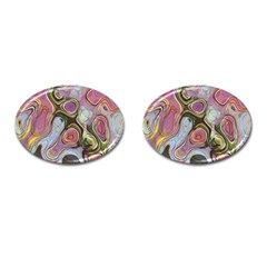 Retro Background Colorful Hippie Cufflinks (oval) by Sapixe