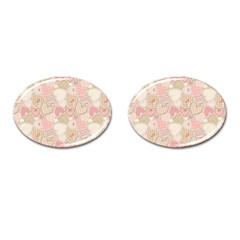 Cute Romantic Hearts Pattern Cufflinks (oval) by yoursparklingshop