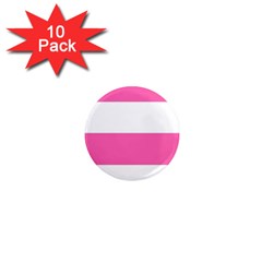 Horizontal Pink White Stripe Pattern Striped 1  Mini Magnet (10 Pack)  by yoursparklingshop