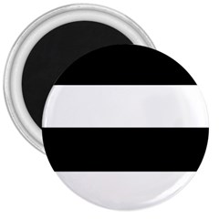 Black And White Striped Pattern Stripes Horizontal 3  Magnets by yoursparklingshop