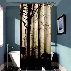 Forest Fog Hirsch Wild Boars Shower Curtain 36  X 72  (stall)  by Simbadda