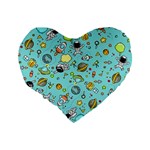 Space Pattern Standard 16  Premium Flano Heart Shape Cushions Back