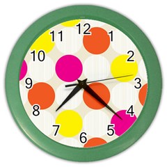 Polka Dots Background Colorful Color Wall Clocks by Modern2018