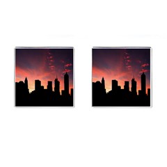 Skyline Panoramic City Architecture Cufflinks (square) by Simbadda
