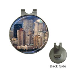 New York Skyline Manhattan Hudson Hat Clips With Golf Markers by Simbadda