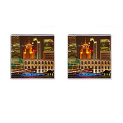 Shanghai Skyline Architecture Cufflinks (square) by Simbadda