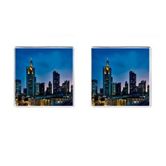 Frankfurt Germany Panorama City Cufflinks (square) by Simbadda
