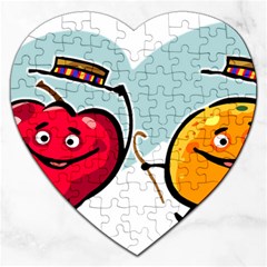 Dancing Fruit Apple Organic Fruit Jigsaw Puzzle (heart) by Simbadda