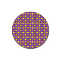 Purple Yellow Swirl Pattern Magnet 3  (round) by BrightVibesDesign