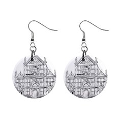 Line Art Architecture Church Italy Mini Button Earrings by Sapixe