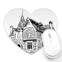 Line Art Architecture Old House Heart Mousepads by Sapixe